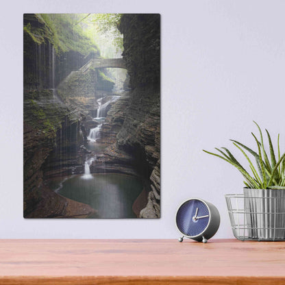 Luxe Metal Art 'Watkins Glen Rainbow Bridge' by Mike Jones, Metal Wall Art,12x16