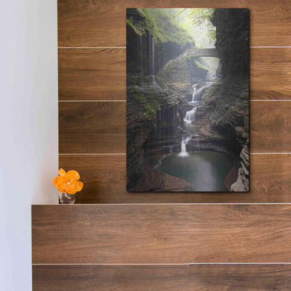 Luxe Metal Art 'Watkins Glen Rainbow Bridge' by Mike Jones, Metal Wall Art,12x16