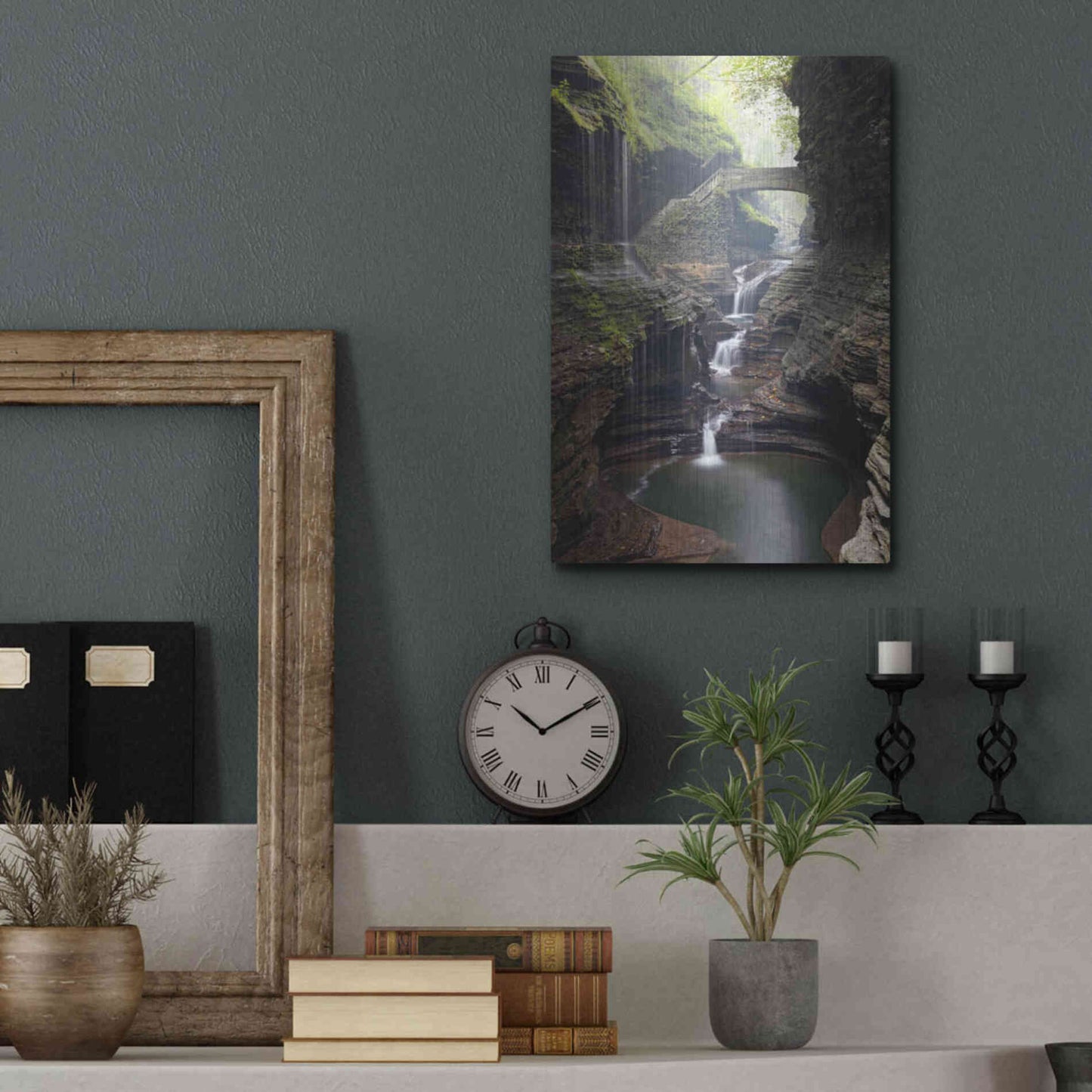Luxe Metal Art 'Watkins Glen Rainbow Bridge' by Mike Jones, Metal Wall Art,12x16