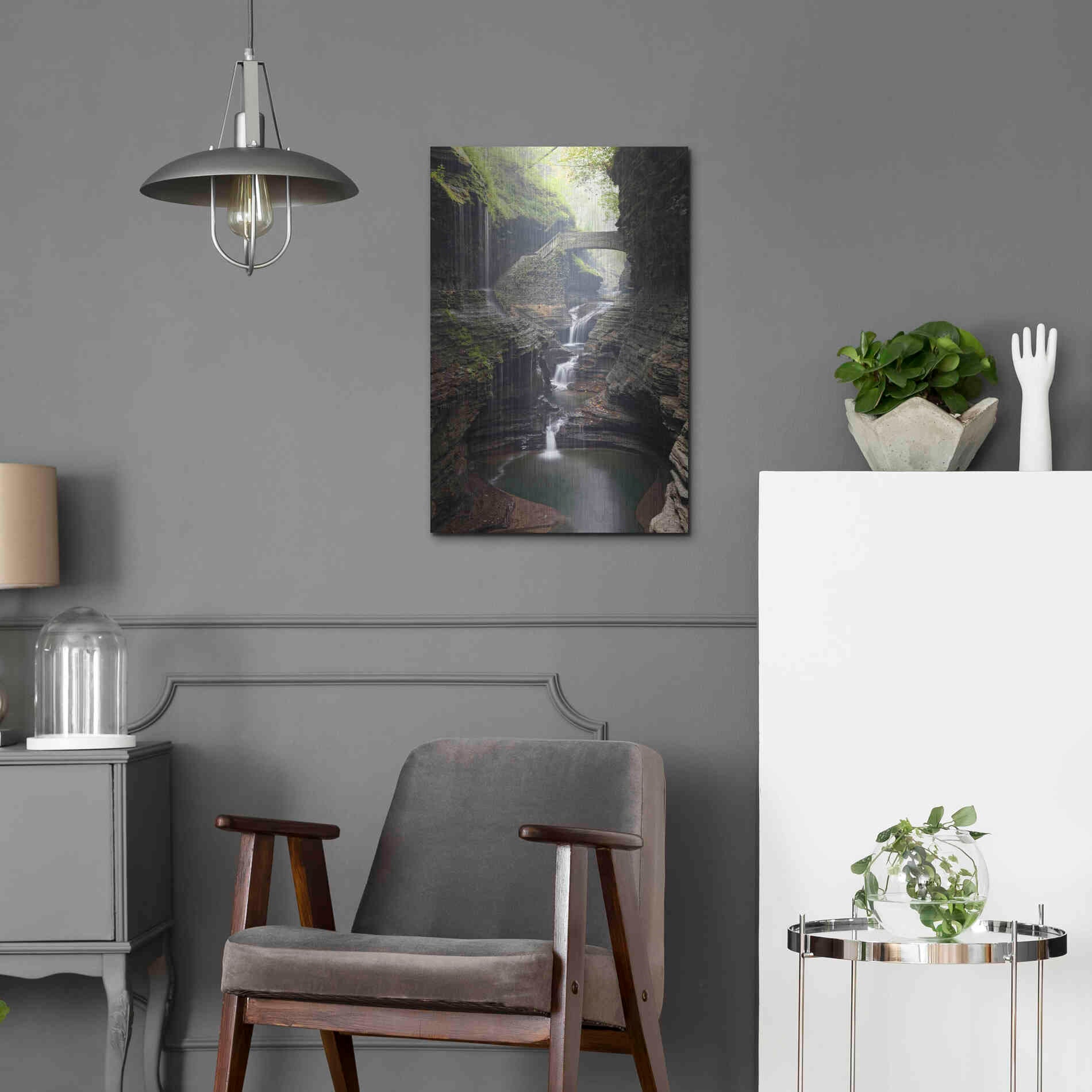Luxe Metal Art 'Watkins Glen Rainbow Bridge' by Mike Jones, Metal Wall Art,16x24