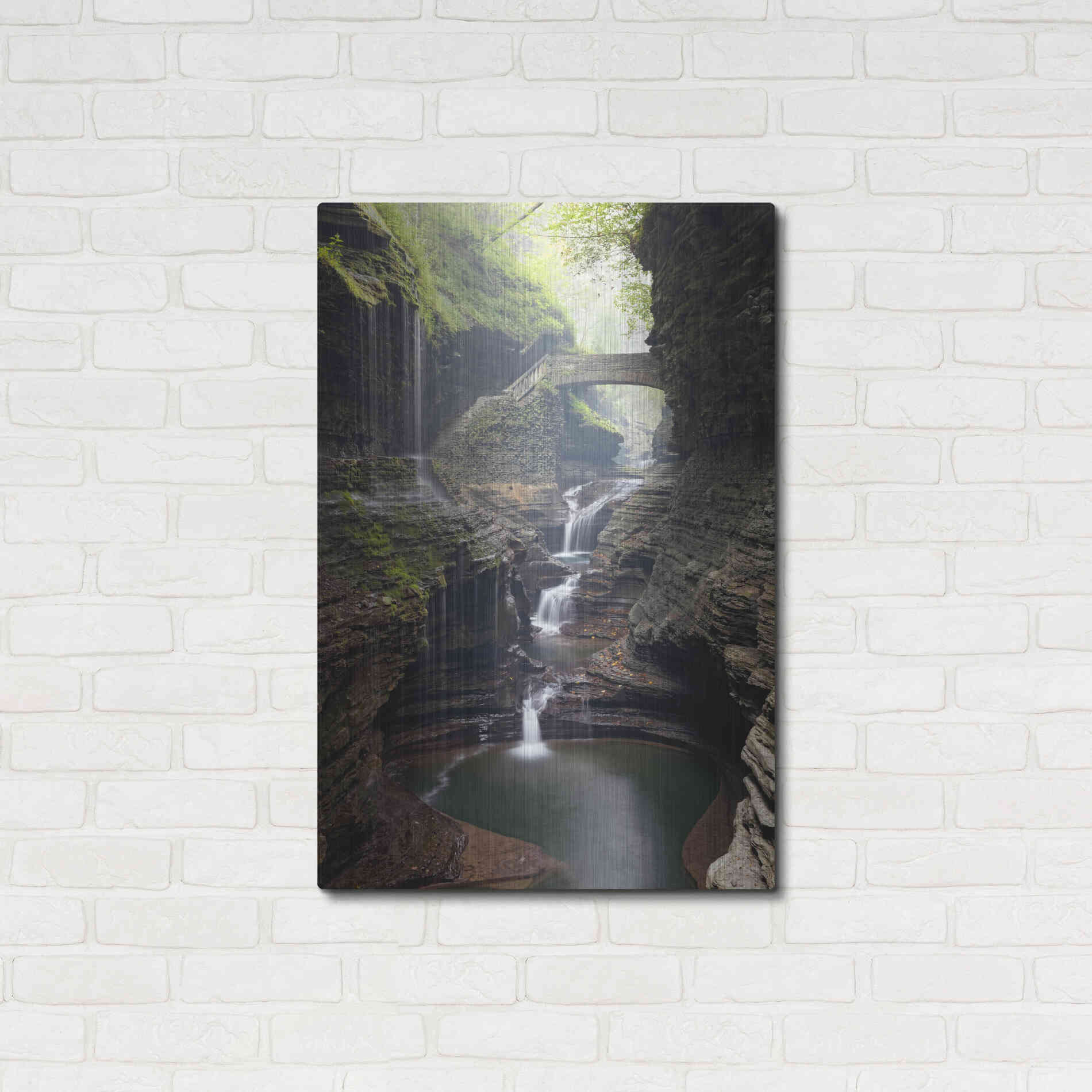 Luxe Metal Art 'Watkins Glen Rainbow Bridge' by Mike Jones, Metal Wall Art,24x36
