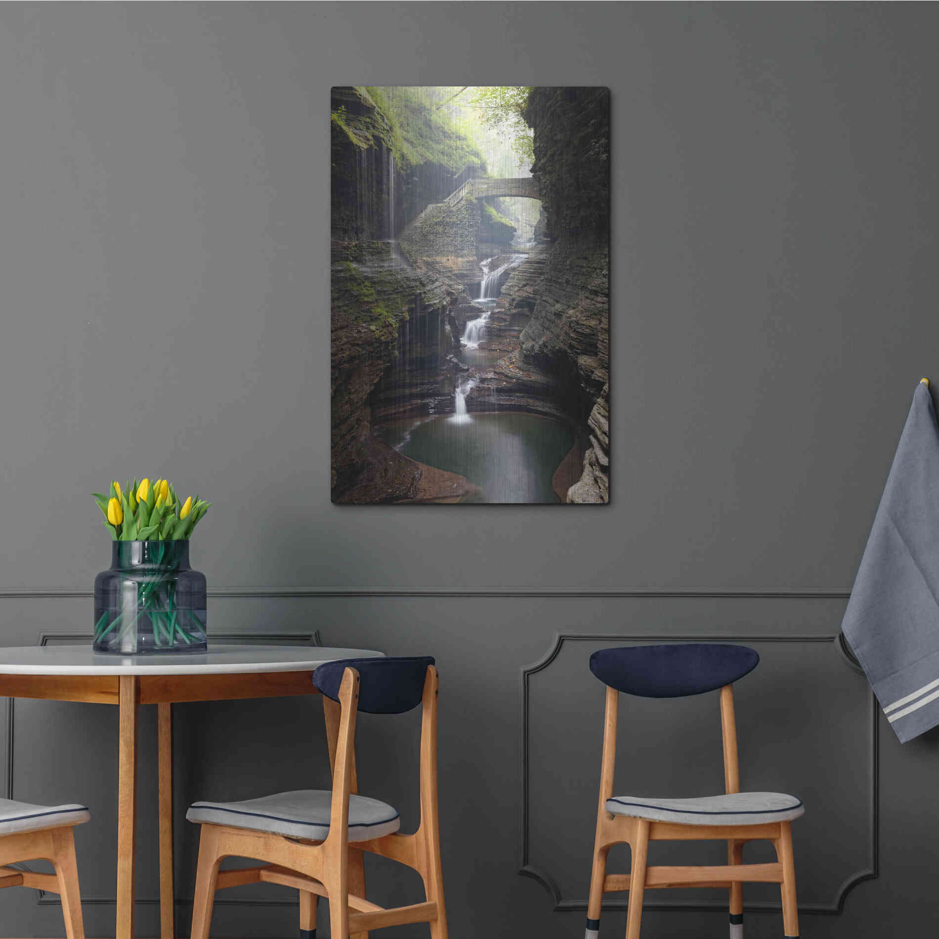 Luxe Metal Art 'Watkins Glen Rainbow Bridge' by Mike Jones, Metal Wall Art,24x36