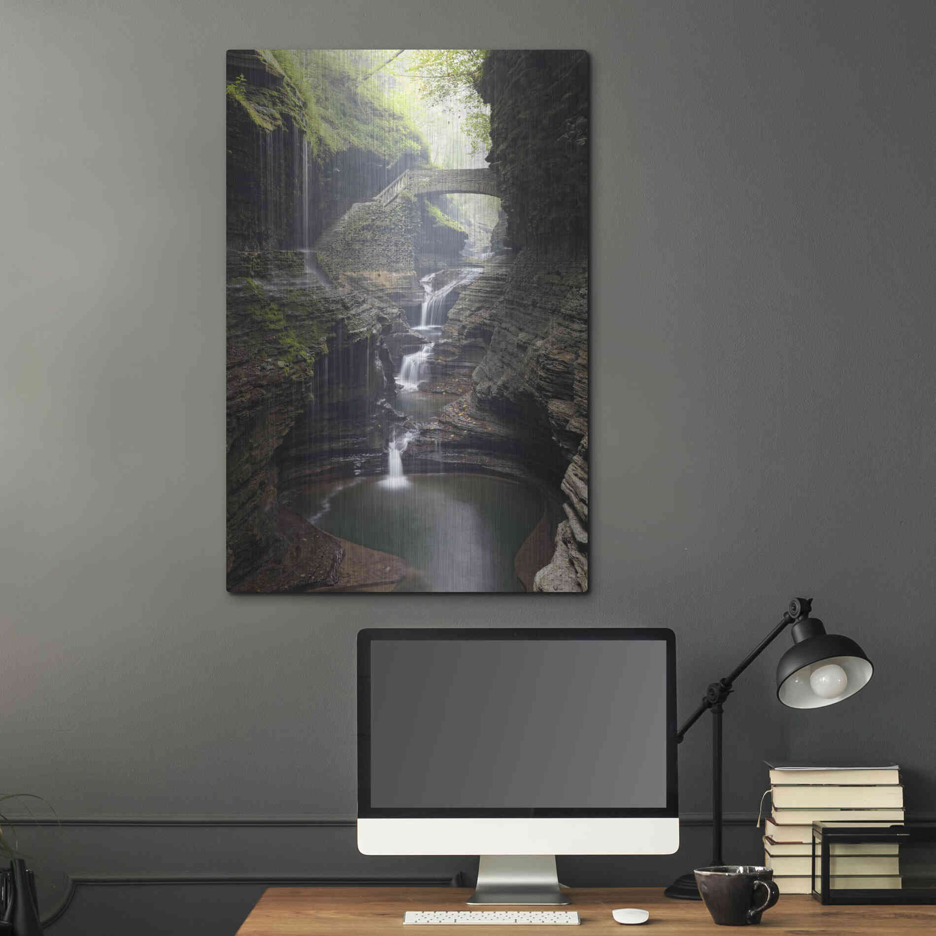Luxe Metal Art 'Watkins Glen Rainbow Bridge' by Mike Jones, Metal Wall Art,24x36