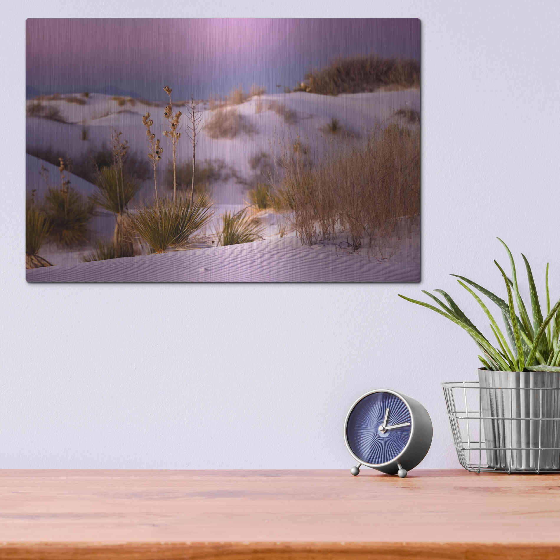 Luxe Metal Art 'White Sands Dusk' by Mike Jones, Metal Wall Art,16x12