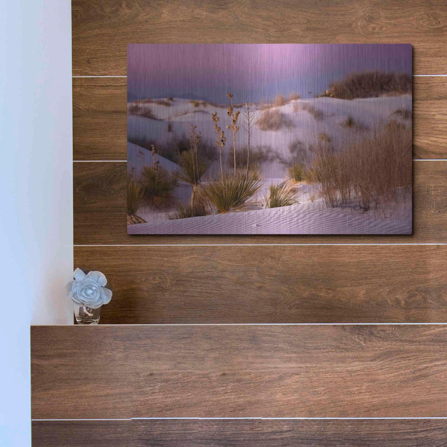 Luxe Metal Art 'White Sands Dusk' by Mike Jones, Metal Wall Art,16x12