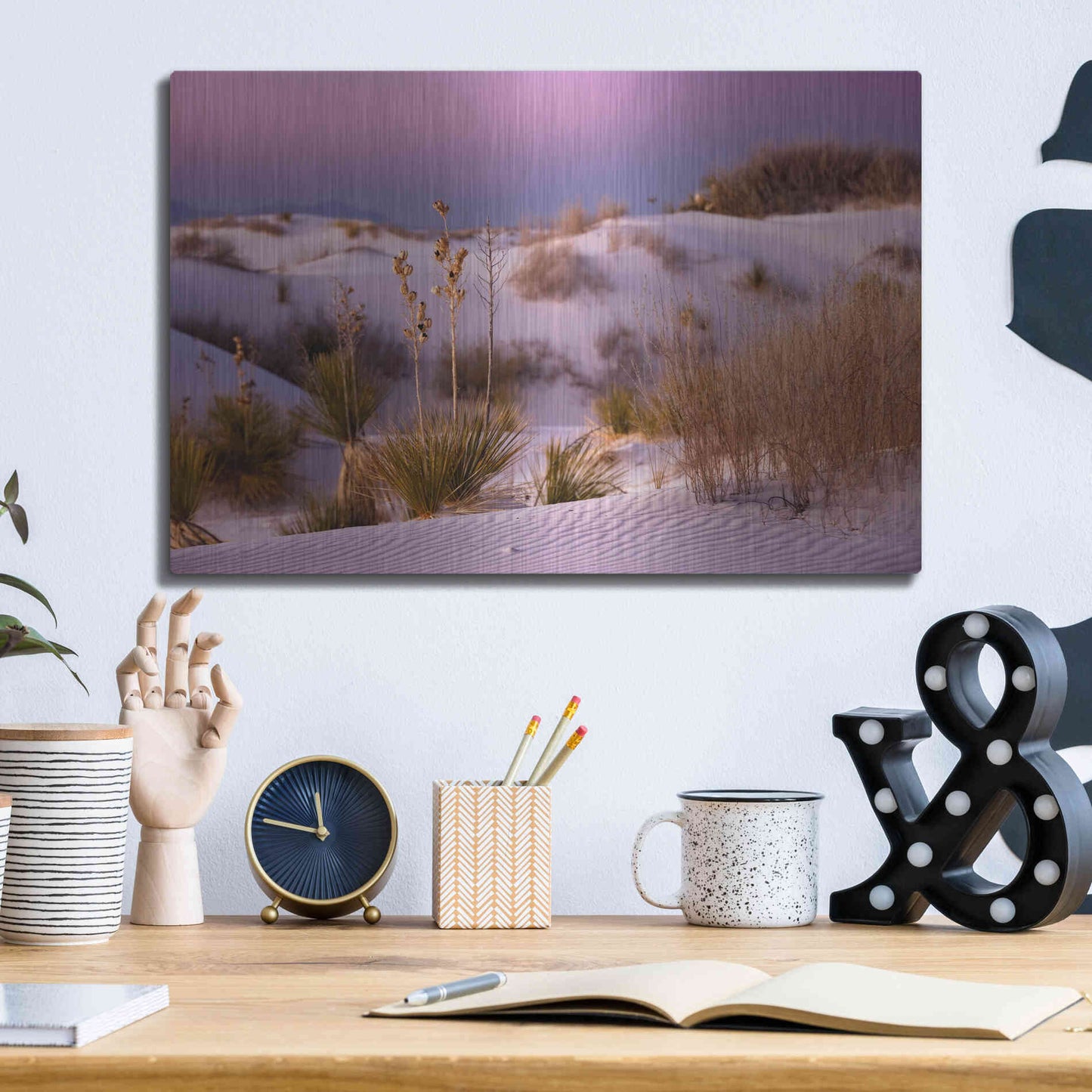 Luxe Metal Art 'White Sands Dusk' by Mike Jones, Metal Wall Art,16x12