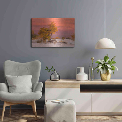 Luxe Metal Art 'White Sands Yellow Tree' by Mike Jones, Metal Wall Art,24x16