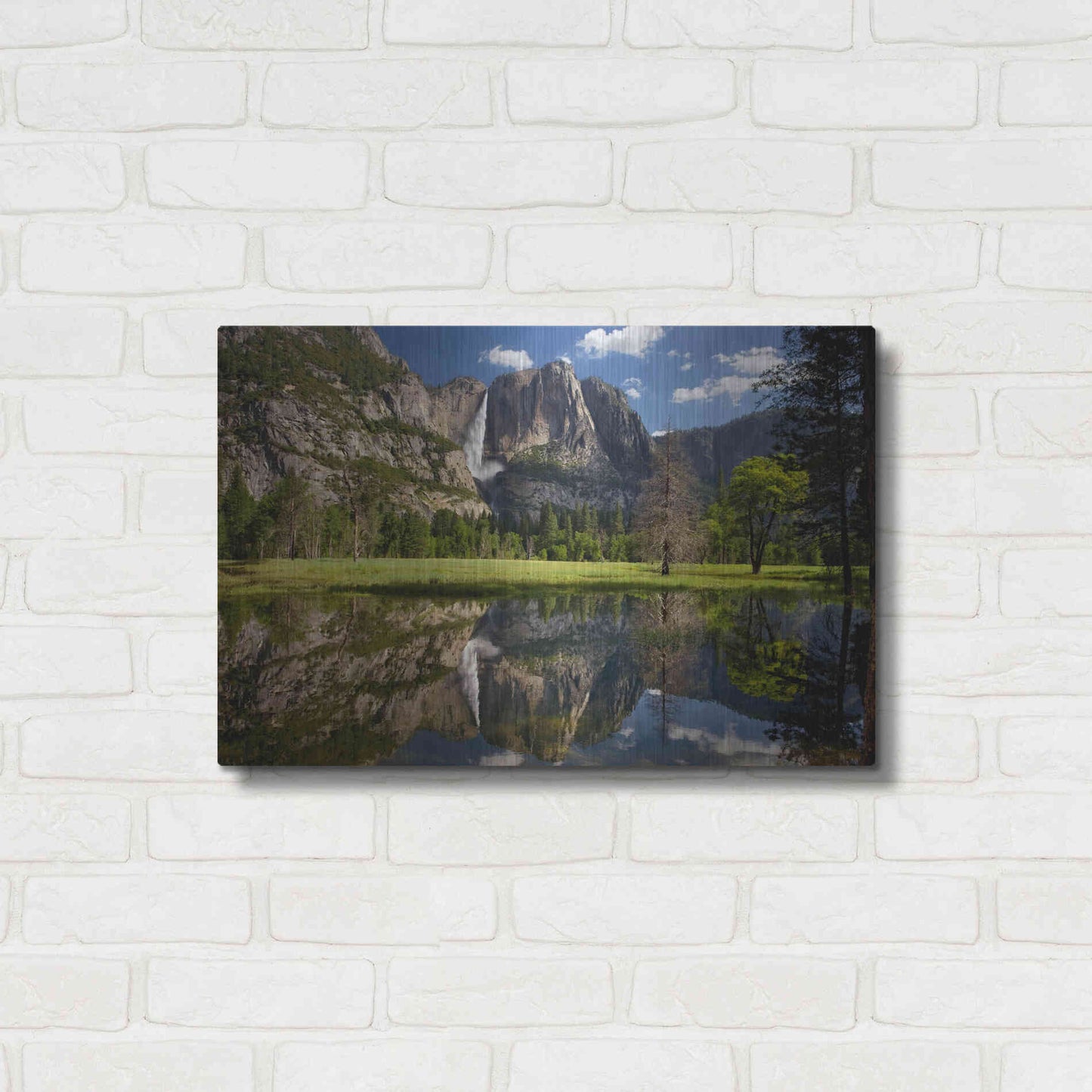 Luxe Metal Art 'Yosemite Falls Reflection' by Mike Jones, Metal Wall Art,24x16