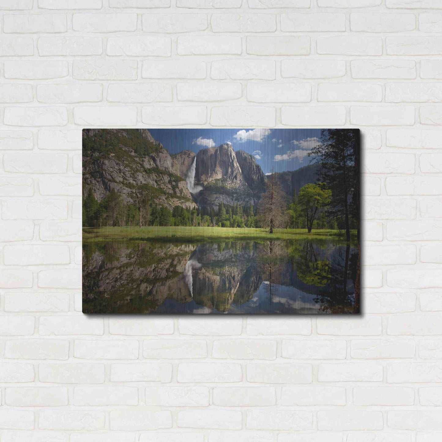 Luxe Metal Art 'Yosemite Falls Reflection' by Mike Jones, Metal Wall Art,36x24