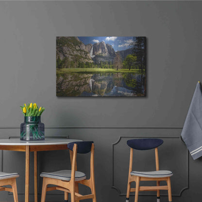 Luxe Metal Art 'Yosemite Falls Reflection' by Mike Jones, Metal Wall Art,36x24