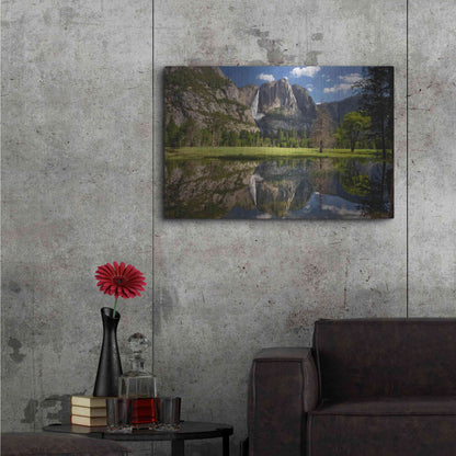 Luxe Metal Art 'Yosemite Falls Reflection' by Mike Jones, Metal Wall Art,36x24