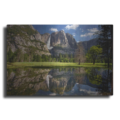 Luxe Metal Art 'Yosemite Falls Reflection' by Mike Jones, Metal Wall Art