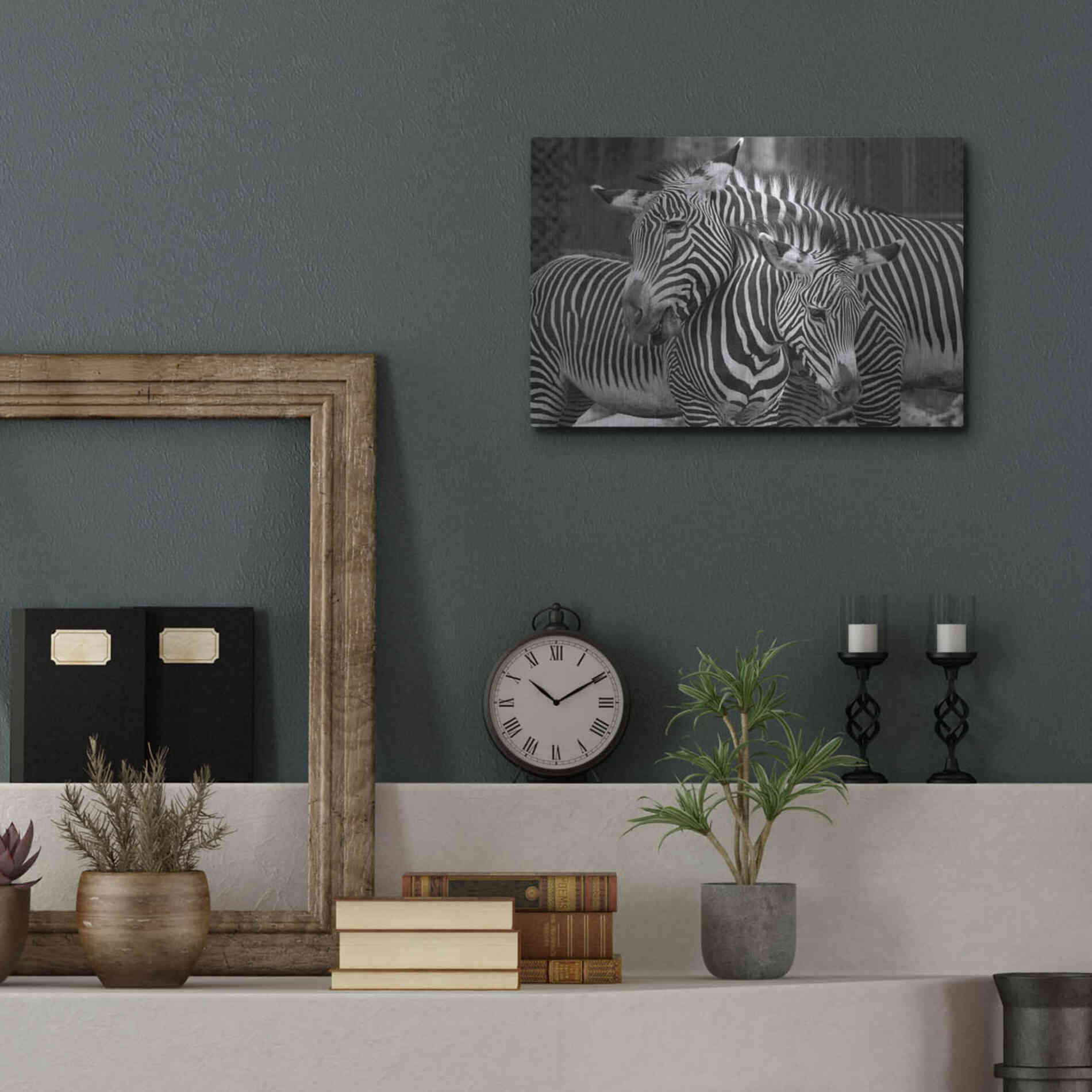 Luxe Metal Art 'Zebras' by Mike Jones, Metal Wall Art,16x12