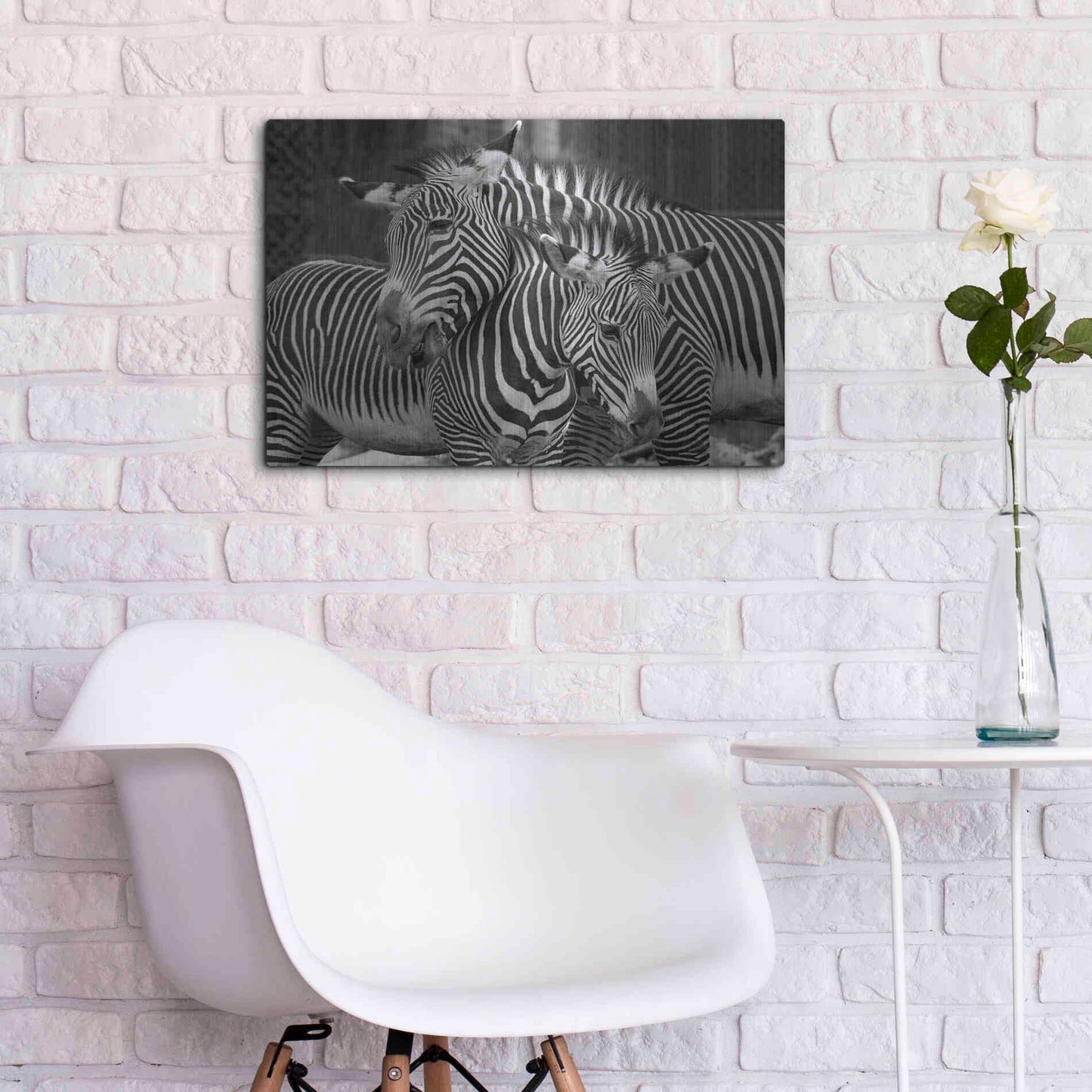 Luxe Metal Art 'Zebras' by Mike Jones, Metal Wall Art,24x16