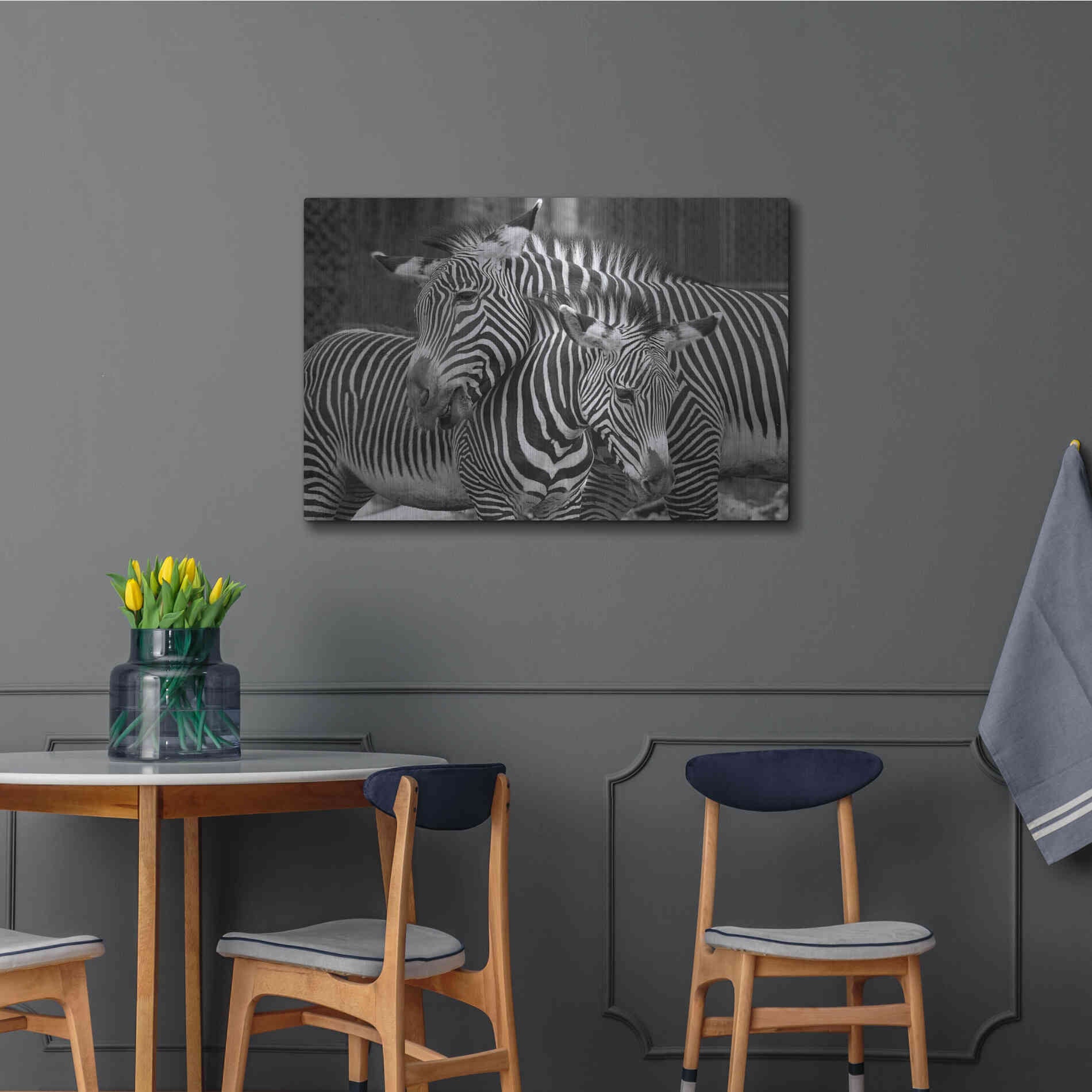 Luxe Metal Art 'Zebras' by Mike Jones, Metal Wall Art,36x24