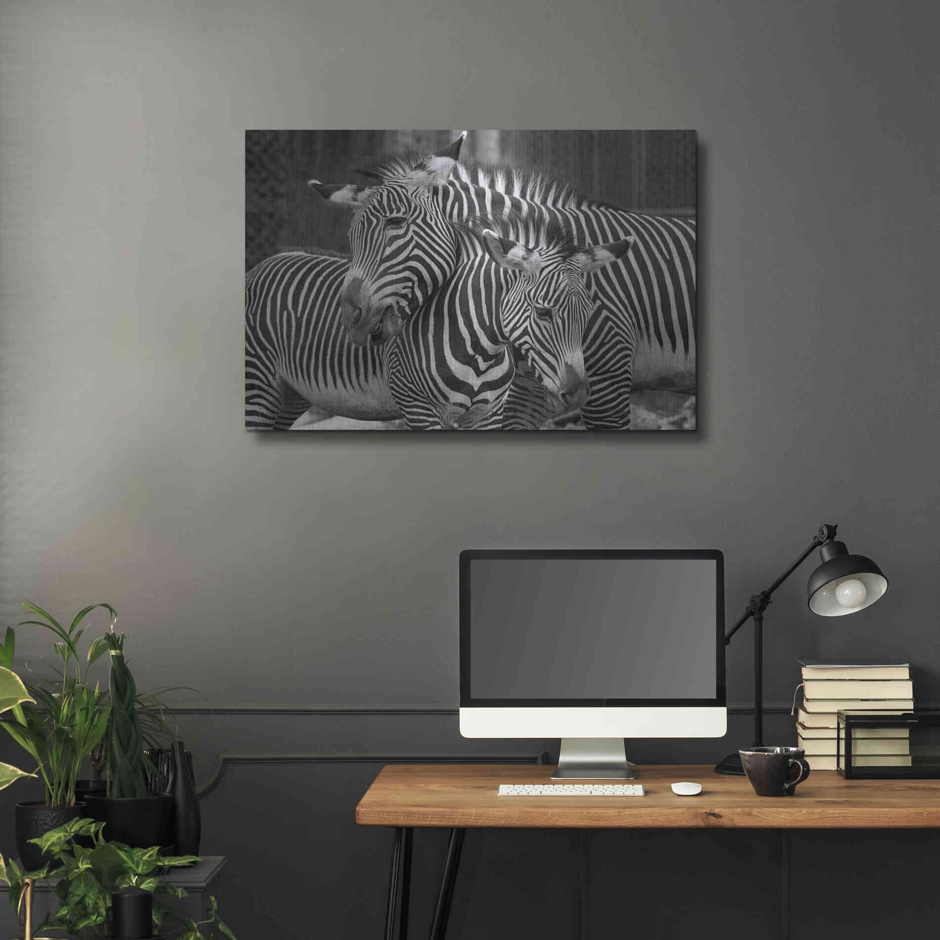 Luxe Metal Art 'Zebras' by Mike Jones, Metal Wall Art,36x24