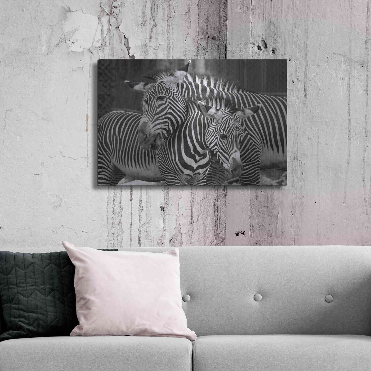 Luxe Metal Art 'Zebras' by Mike Jones, Metal Wall Art,36x24