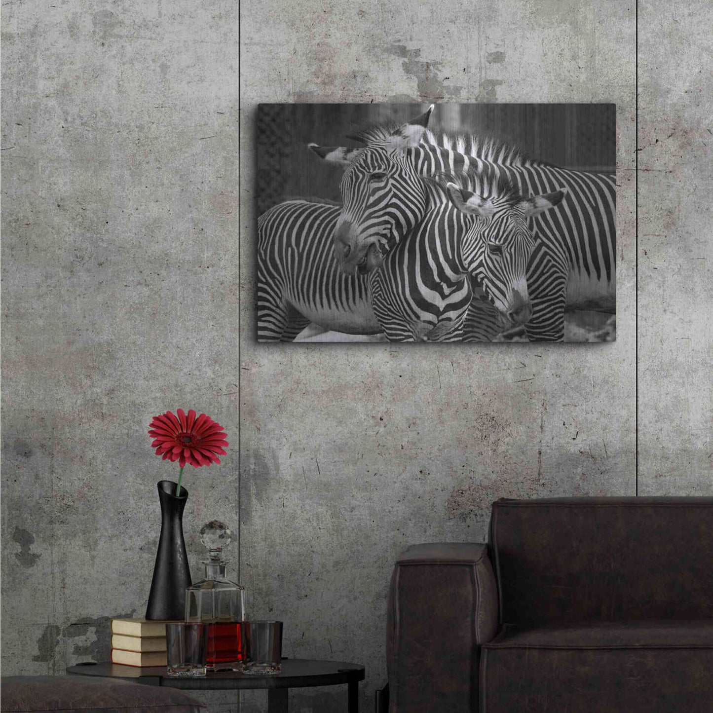 Luxe Metal Art 'Zebras' by Mike Jones, Metal Wall Art,36x24