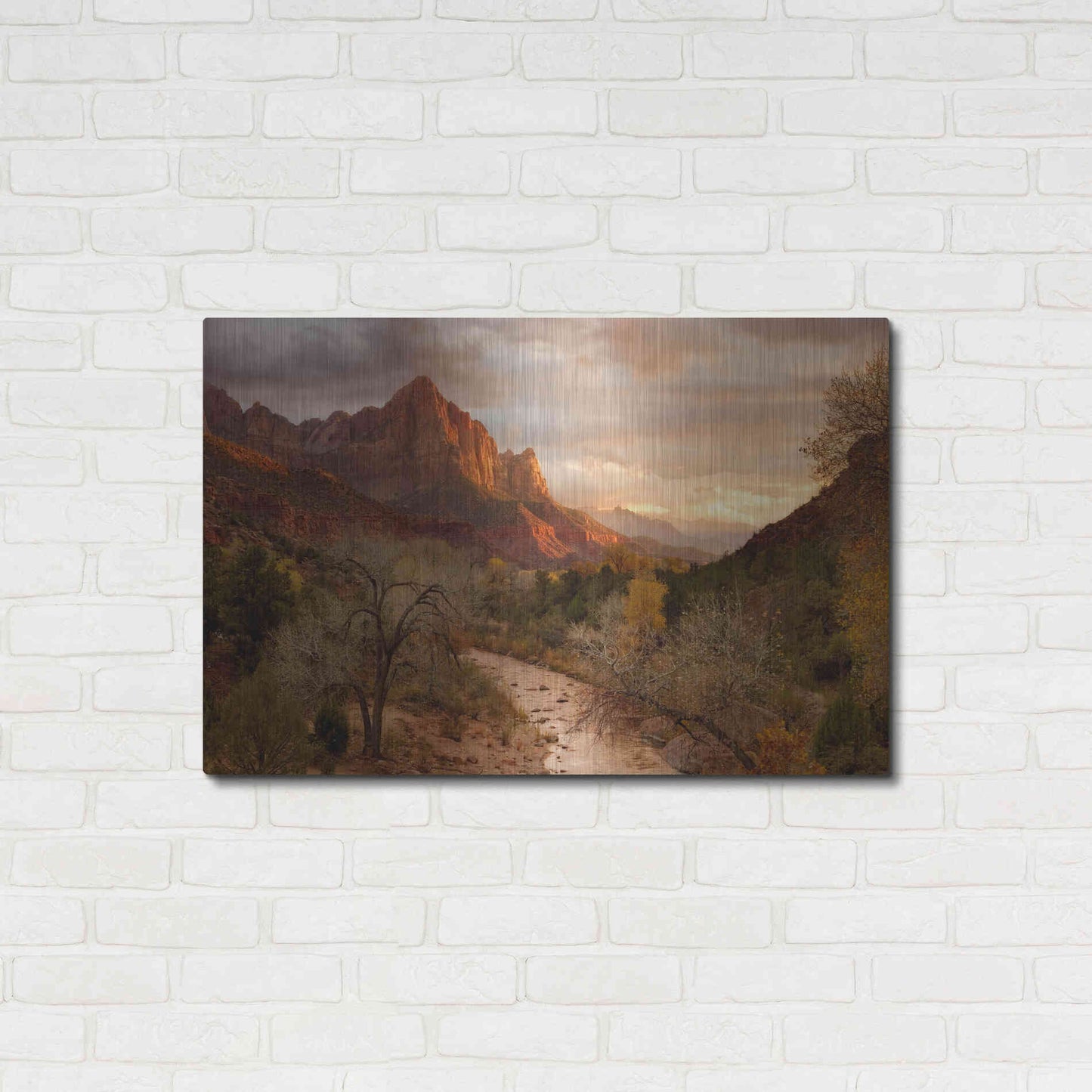 Luxe Metal Art 'Zion Watchmen Sunset' by Mike Jones, Metal Wall Art,36x24