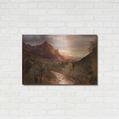 Luxe Metal Art 'Zion Watchmen Sunset' by Mike Jones, Metal Wall Art,36x24