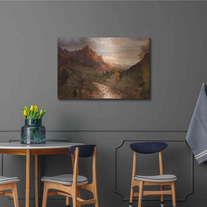 Luxe Metal Art 'Zion Watchmen Sunset' by Mike Jones, Metal Wall Art,36x24