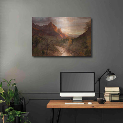 Luxe Metal Art 'Zion Watchmen Sunset' by Mike Jones, Metal Wall Art,36x24