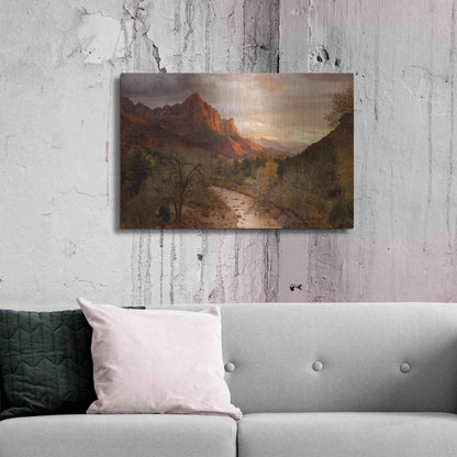 Luxe Metal Art 'Zion Watchmen Sunset' by Mike Jones, Metal Wall Art,36x24