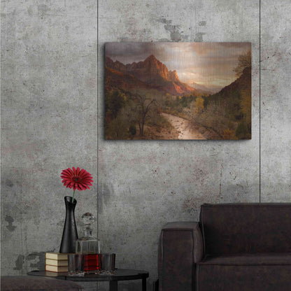 Luxe Metal Art 'Zion Watchmen Sunset' by Mike Jones, Metal Wall Art,36x24