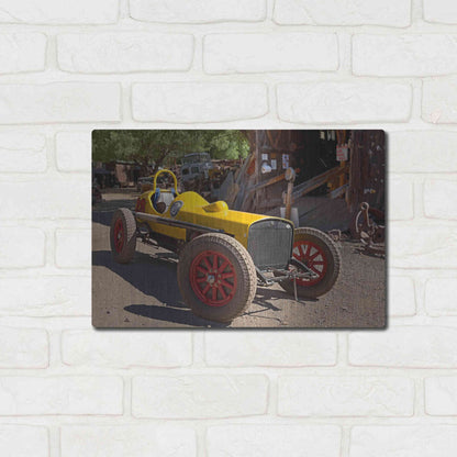 Luxe Metal Art 'Gold King Mine Race Car' by Mike Jones, Metal Wall Art,16x12