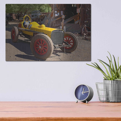 Luxe Metal Art 'Gold King Mine Race Car' by Mike Jones, Metal Wall Art,16x12