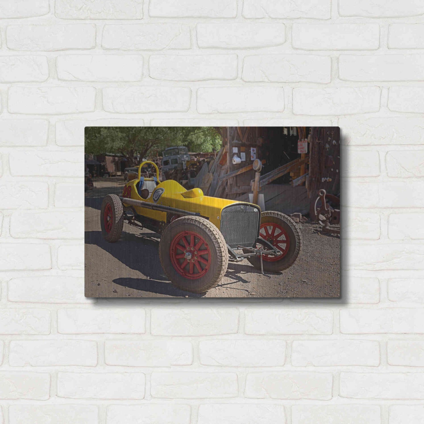 Luxe Metal Art 'Gold King Mine Race Car' by Mike Jones, Metal Wall Art,24x16