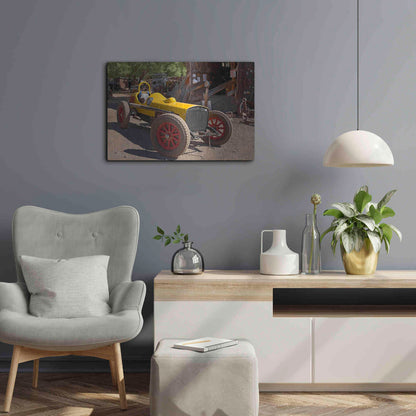 Luxe Metal Art 'Gold King Mine Race Car' by Mike Jones, Metal Wall Art,24x16