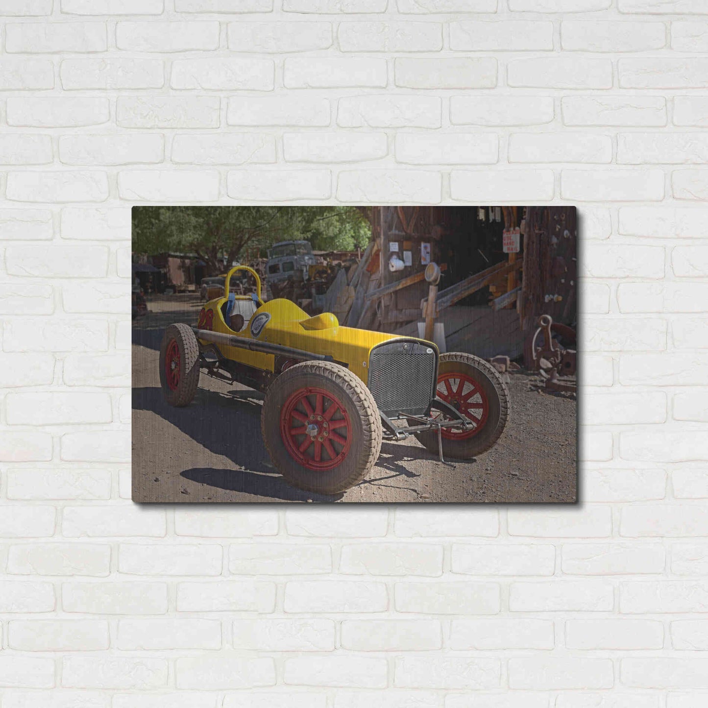 Luxe Metal Art 'Gold King Mine Race Car' by Mike Jones, Metal Wall Art,36x24