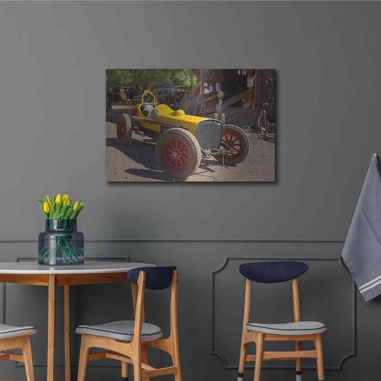 Luxe Metal Art 'Gold King Mine Race Car' by Mike Jones, Metal Wall Art,36x24