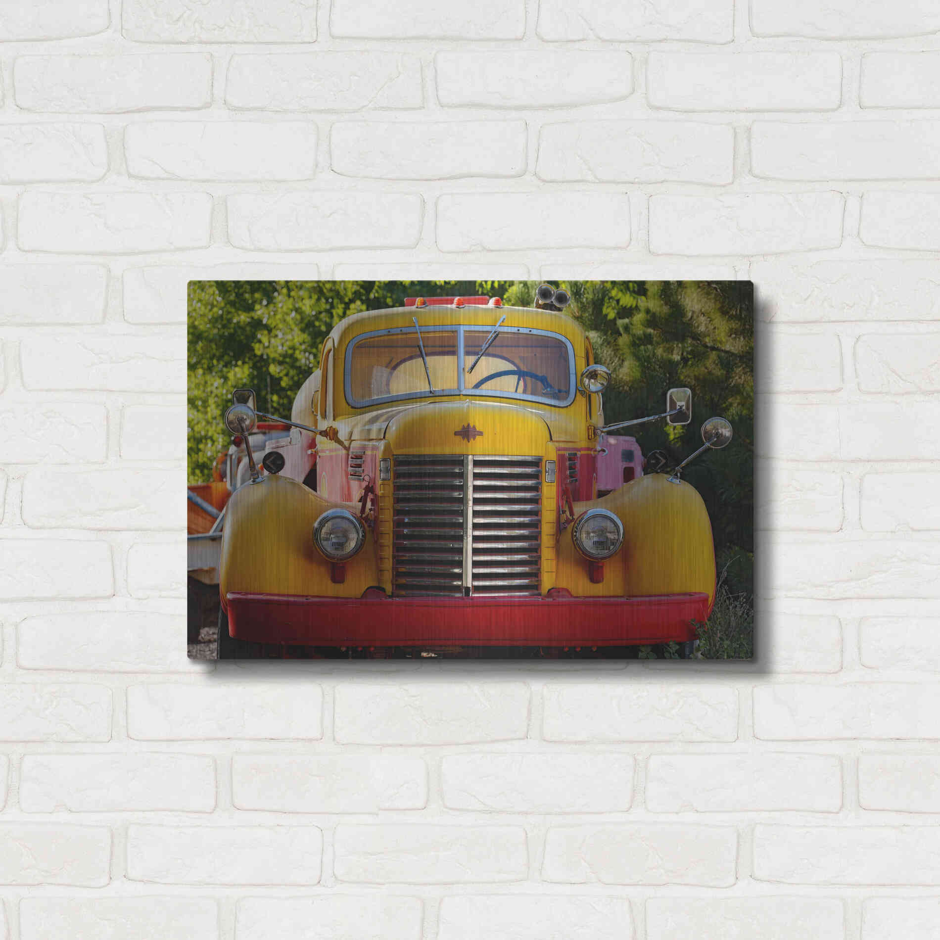 Luxe Metal Art 'Gold King Mine Yellow Truck' by Mike Jones, Metal Wall Art,24x16