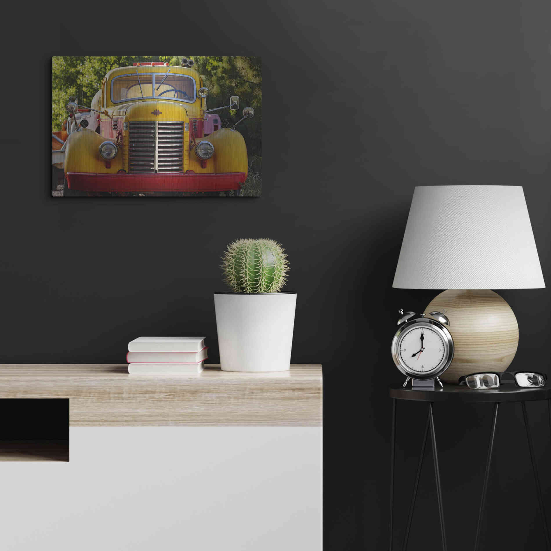 Luxe Metal Art 'Gold King Mine Yellow Truck' by Mike Jones, Metal Wall Art,24x16