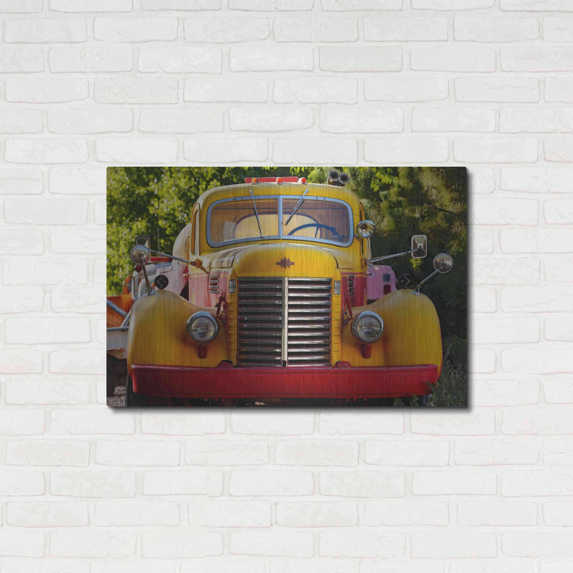 Luxe Metal Art 'Gold King Mine Yellow Truck' by Mike Jones, Metal Wall Art,36x24