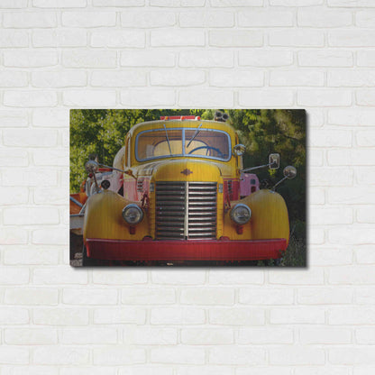 Luxe Metal Art 'Gold King Mine Yellow Truck' by Mike Jones, Metal Wall Art,36x24