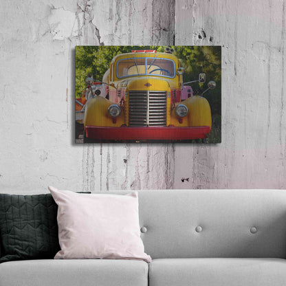Luxe Metal Art 'Gold King Mine Yellow Truck' by Mike Jones, Metal Wall Art,36x24