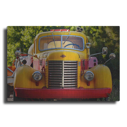 Luxe Metal Art 'Gold King Mine Yellow Truck' by Mike Jones, Metal Wall Art