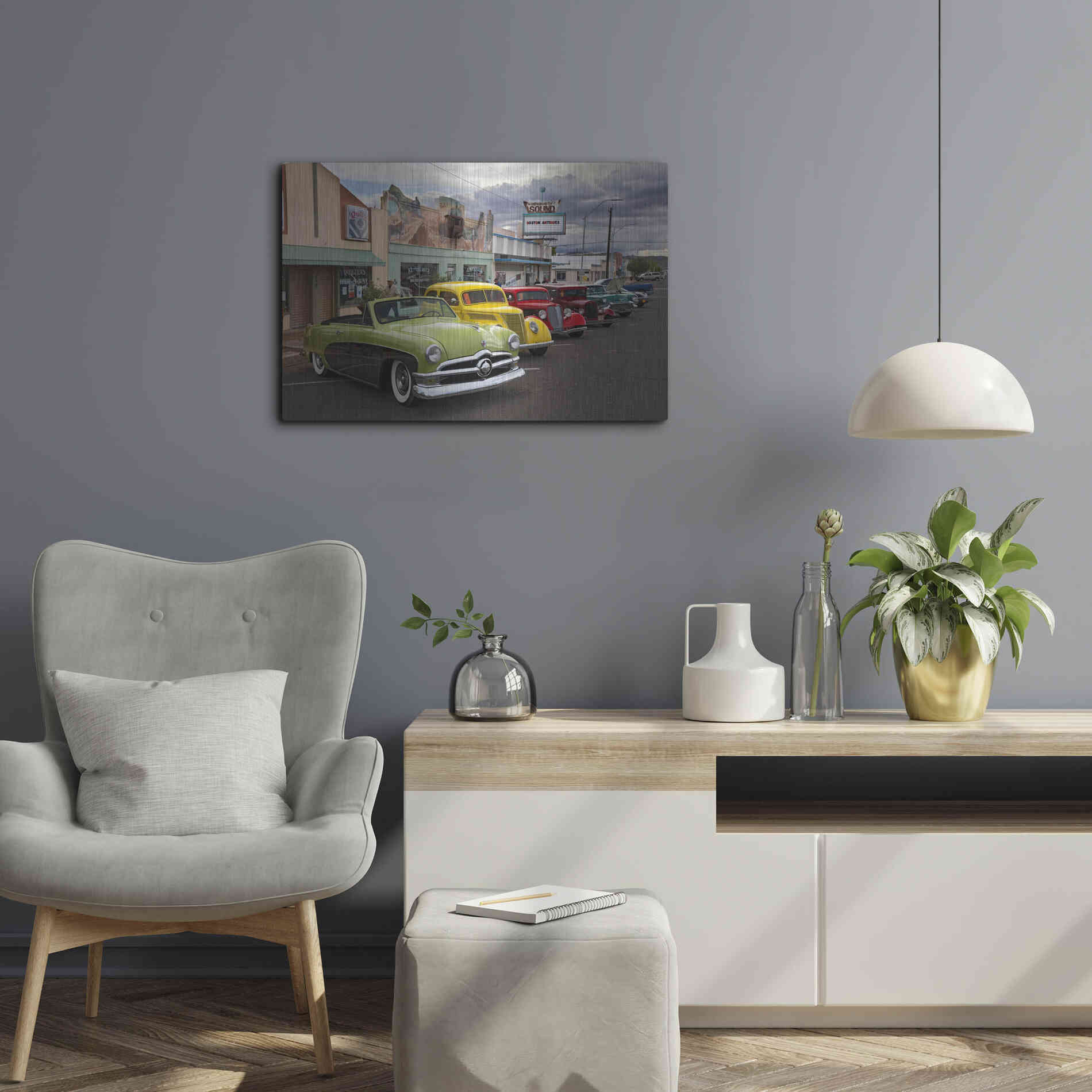 Luxe Metal Art 'Route 66 Fun Run Kingman' by Mike Jones, Metal Wall Art,24x16