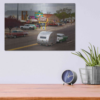 Luxe Metal Art 'Route 66 Fun Run Motoporium' by Mike Jones, Metal Wall Art,16x12