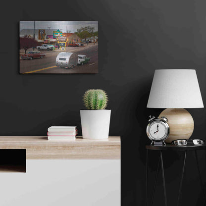 Luxe Metal Art 'Route 66 Fun Run Motoporium' by Mike Jones, Metal Wall Art,24x16