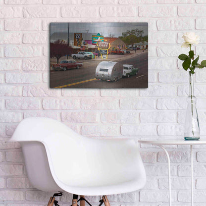 Luxe Metal Art 'Route 66 Fun Run Motoporium' by Mike Jones, Metal Wall Art,24x16