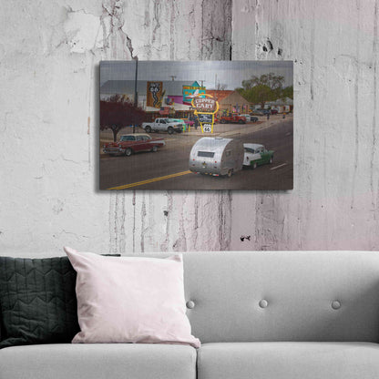 Luxe Metal Art 'Route 66 Fun Run Motoporium' by Mike Jones, Metal Wall Art,36x24