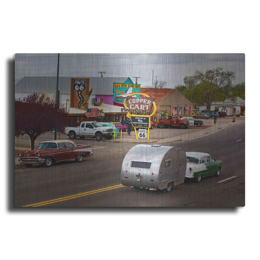 Luxe Metal Art 'Route 66 Fun Run Motoporium' by Mike Jones, Metal Wall Art