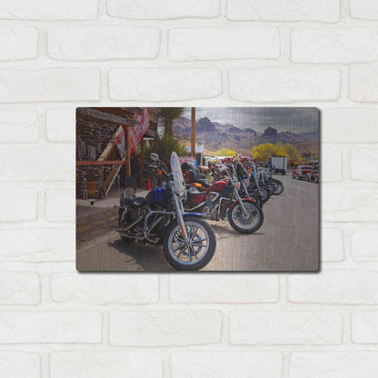 Luxe Metal Art 'Route 66 Fun Run Oatman Motorcycles' by Mike Jones, Metal Wall Art,16x12
