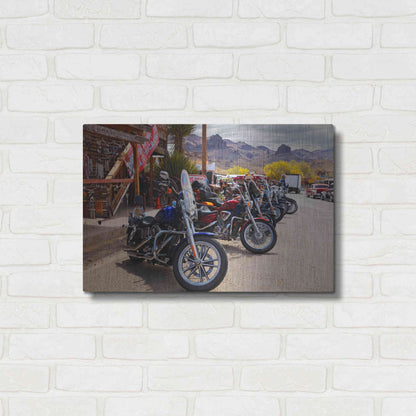 Luxe Metal Art 'Route 66 Fun Run Oatman Motorcycles' by Mike Jones, Metal Wall Art,24x16