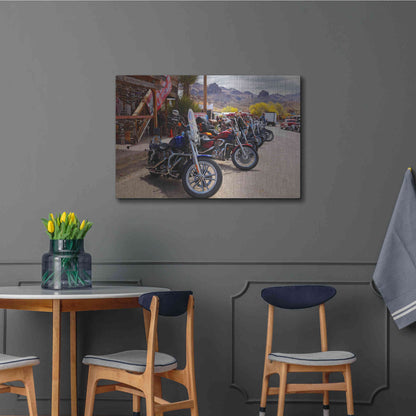 Luxe Metal Art 'Route 66 Fun Run Oatman Motorcycles' by Mike Jones, Metal Wall Art,36x24