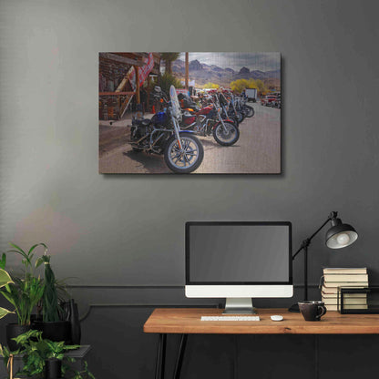 Luxe Metal Art 'Route 66 Fun Run Oatman Motorcycles' by Mike Jones, Metal Wall Art,36x24